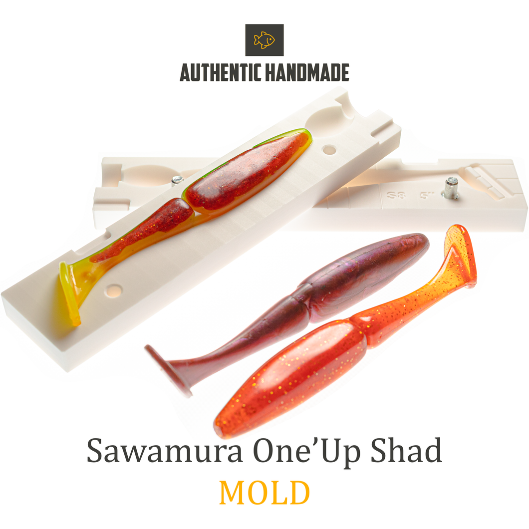 🔥 New Sawamura One'Up Shad Fishing Soft Plastic Bait Mold DIY Lure –  Authentic Handmade