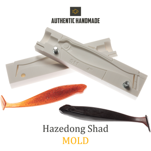 Semi hard silicone Ribbed fish mould fixed to 4mm Plexiglas soft baits shads