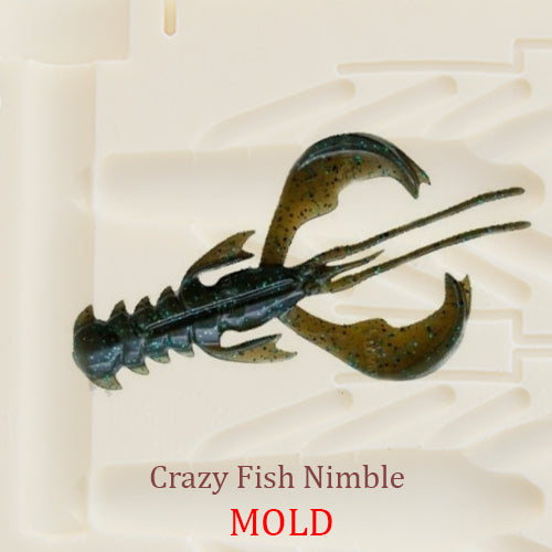 Crazy Fish Nimble Craw Fishing Soft Plastic Bait Mold DIY Lure