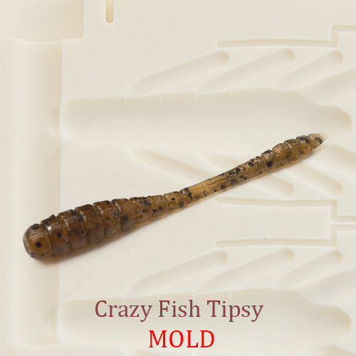 Crazy Fish Tipsy Worm Soft Plastic Bait Mold DIY Lure