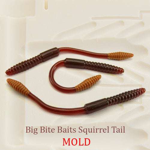 Big Bite Baits Squirrel Tail Worm Soft Plastic Bait Mold DIY Lure